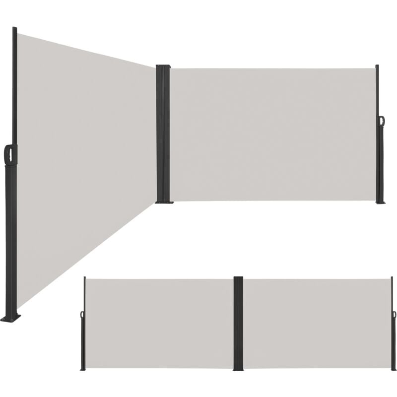 Froadp 160×600cm Paravent Latéral Extensible Double Côté Brise Vue Retractable Store Extérieur, Gris - Gris