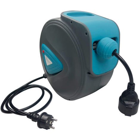 Froadp 20m Automatik Kabeltrommeln, Elektrische Trommel, 180° Drehbar Selbstrollend Kabelaufroller (Blau)