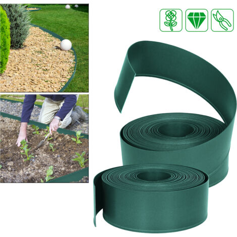 Froadp 20m Beetumrandung Mähkante PP Kunststoff Blumenbeetumrandung Rasenkante DIY Plastik Gartenumrandung Set Garten Beeteinfassungen, Grün