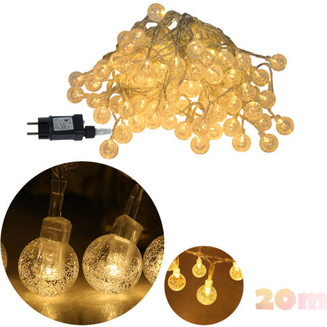 Froadp 20m Velas de interior 160 Luces de Navidad de Bola de Cristal Blanco Cálido con 8 Modos y Función de Memoria Luces de Navidad Transparentes Impermeables IP44