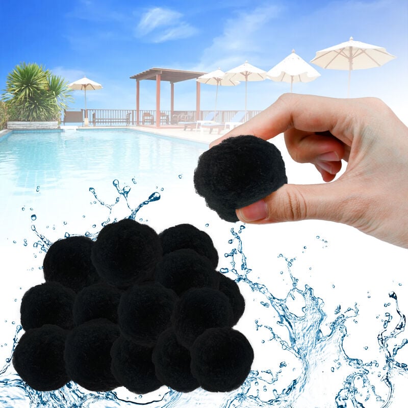 Froadp - Boule de Filtre de Piscine 2100g Balle Filtrante Recyclable, Noir