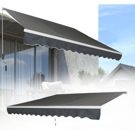 Froadp 300x250cm Gelenkarmmarkisen Aluminium Markisen Sonnenschutz Abdeckung Klemmarkisen Wasserdichte Anti-UV Sonnensegel Sichtschutz für Balkon Terrasse, Dunkelgrau
