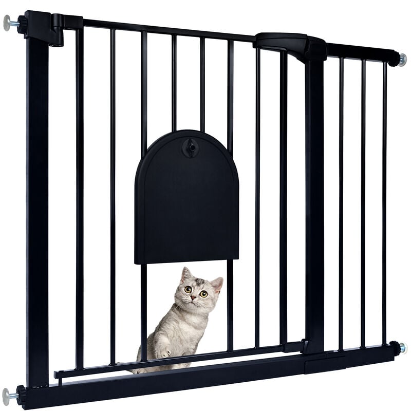 Barrière de Sécurité Extensible pour Bébé, Barrière de Pression Sans Perçage en Métal avec Porte pour Chiens et Chats (Noir, 95-105cm) - Noir - Froadp