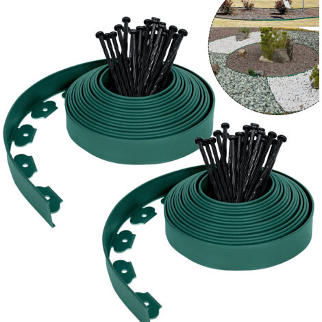 Froadp Beeteinfassungen Kunststoff Beetabgrenzung Garten Palisaden mit Erdanker Kurven Blumenbeet Beetumrandung Mähkante Plastik Rasenkante Garten Zaun (10m, Grün)