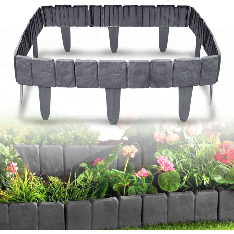 25x23cm Bordature da Giardino in Plastica, 7,5m T-Shape Palizzata Prato Esterno Decorativo Pietra-Sembra Bordatura per Frutteti Giardino Sentieri,