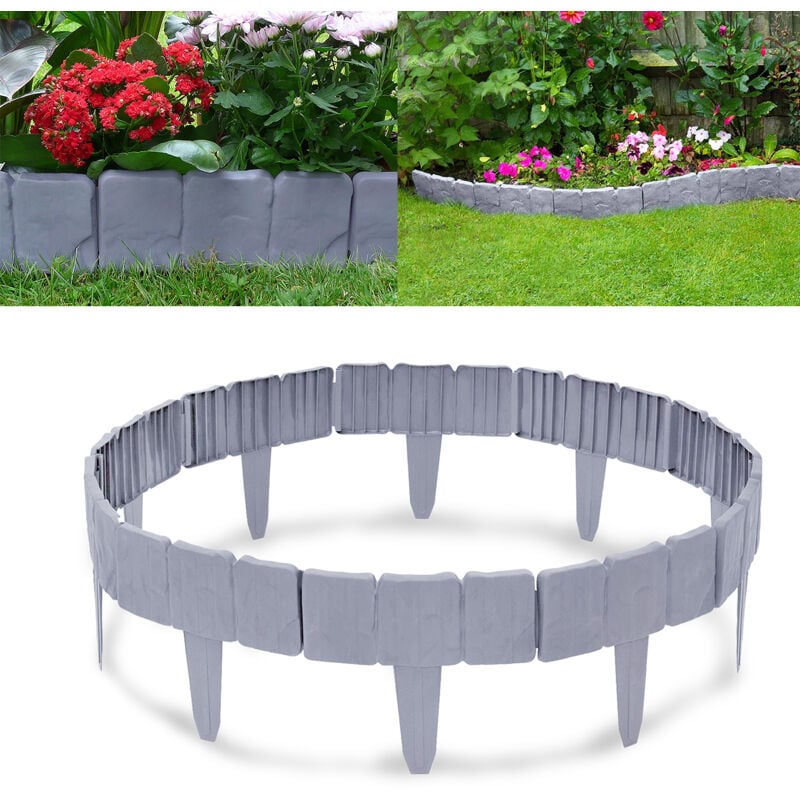 Froadp - 25x23cm Bordature da Giardino in Plastica, 5m T-Shape Palizzata Prato Esterno Decorativo Pietra-Sembra Bordatura per Frutteti Giardino