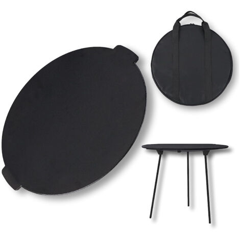Froadp Camping Grillmatten Grillplatte aus Gusseisen BBQ Grillpfanne mit 3 Beinen und Aufbewahrungstasche Grillzubehör für Gasgrill (Ø45cm)