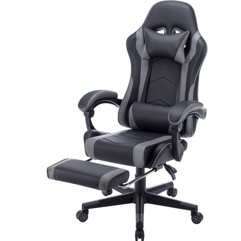 Froadp - Chaise de Jeu Ergonomique Chaise de Bureau Réglable en Hauteur Gaming Chair Charge de 150kg Noir Gris (Type a)