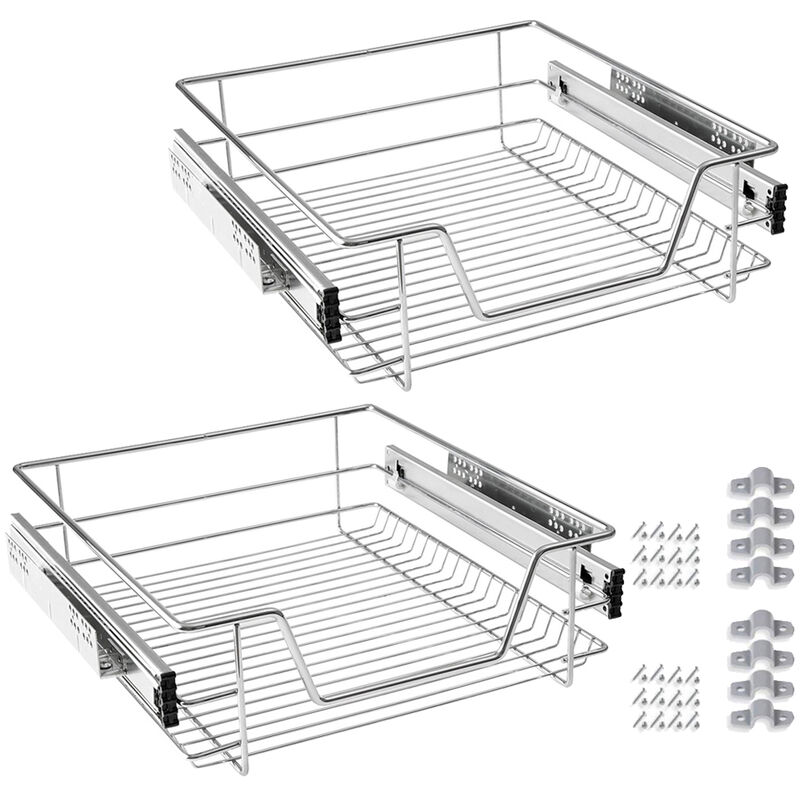 Froadp - Cuisine Etagère Télescopique Paniers de Rangement Extensible Tablette avec Coulisses de Tiroir Placard Coulissante pour Armoires 50cm