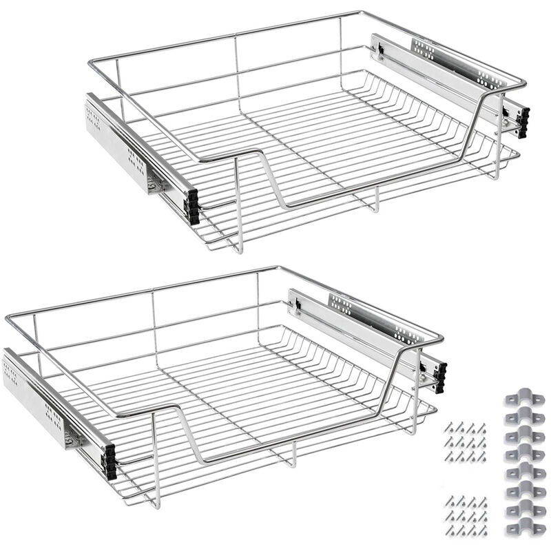 Froadp Cuisine Etagère Télescopique Paniers de Rangement Extensible Tablette avec Coulisses de Tiroir Placard Coulissante pour Armoires 60cm (Largeur