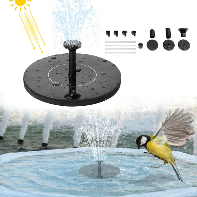 Fontaine Solaire Pompe à Eau de Bassin Exterieur Flottante Cycle de Pompe pour Mini Étang Décoration de Jardin Oiseau Bain (7V/1.4W-Rond) - Froadp