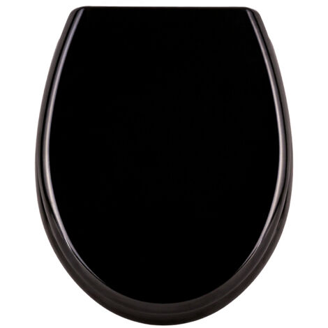 Froadp Oval Toilettendeckel Universal WC-Sitz mit Softclose Abnehmbar Hartplastik Antibakteriell Klobrille Stabile Einfache Montage 25 Muster Optional(Schwarz)