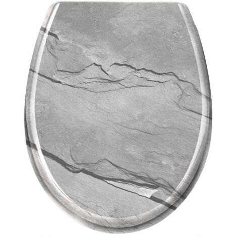 Froadp Oval Toilettendeckel Universal WC-Sitz mit Softclose Abnehmbar Hartplastik Antibakteriell Klobrille Stabile Einfache Montage 25 Muster Optional(Steinmuster)