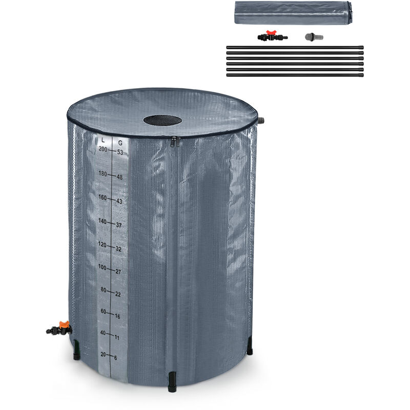 Réservoir d'eau de Pluie Pliable de 200L, Tonneau de pluie, Gris Foncé (50 Gallons) - Gris Foncé - Froadp
