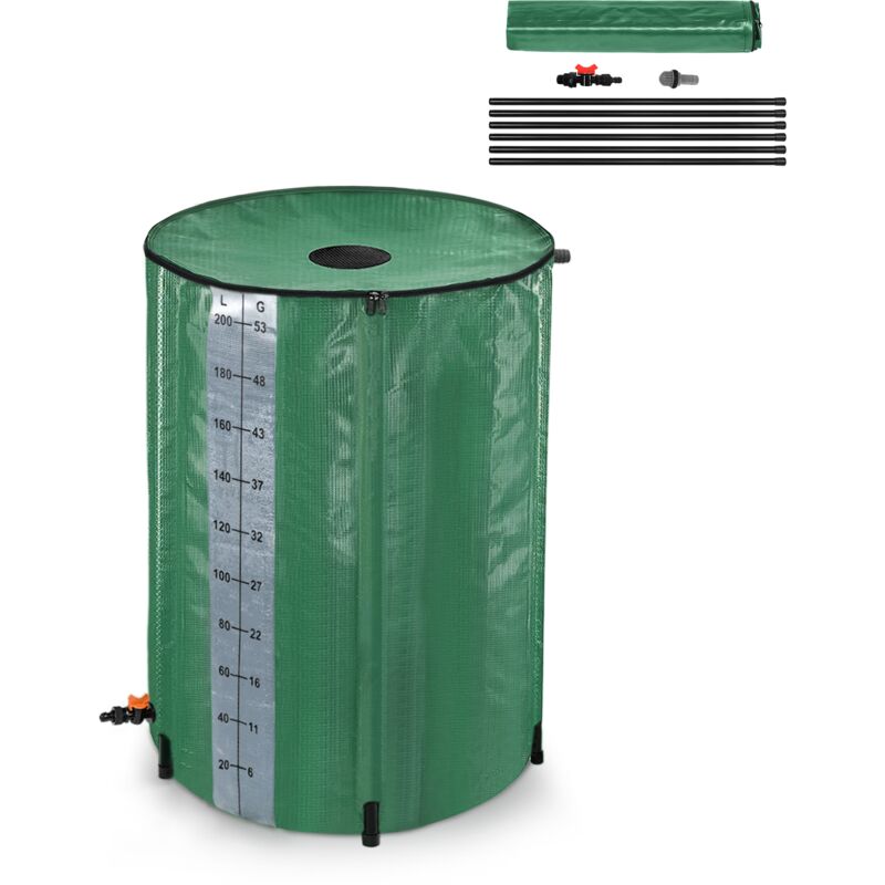 Froadp - Réservoir d'eau de Pluie Pliable de 200L, Tonneau de pluie, Vert (50 Gallons) - Vert