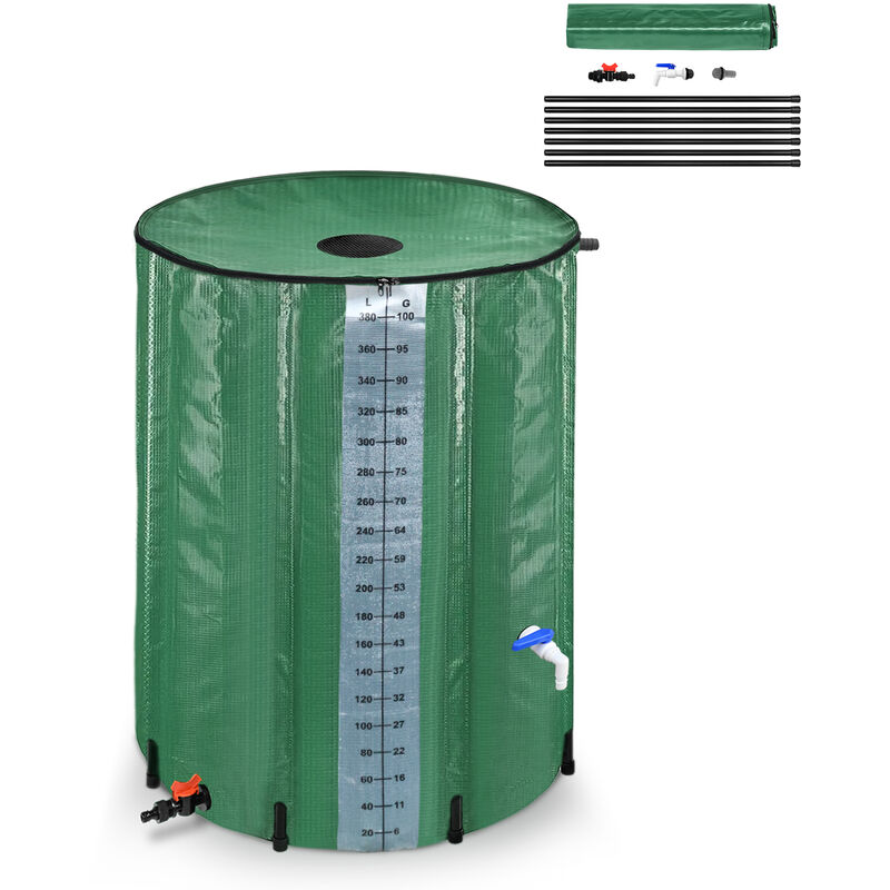 Froadp - Réservoir d'eau de Pluie Pliable de 380L, Tonneau de pluie, Vert (100 Gallons) - Vert