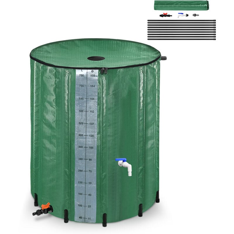 Réservoir d'eau de Pluie Pliable de 750L, Tonneau de pluie, Vert (150 Gallons) - Vert - Froadp