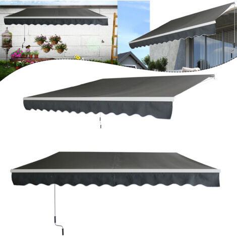 Froadp Store Banne Rétractable avec à Bras Articulé, Étanche, 250x200cm, Gris Foncé