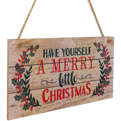 Fröhliche Weihnachten (Holzplanken-Design, Hängeschild, Weihnachtstürdekoration, Holzwand)