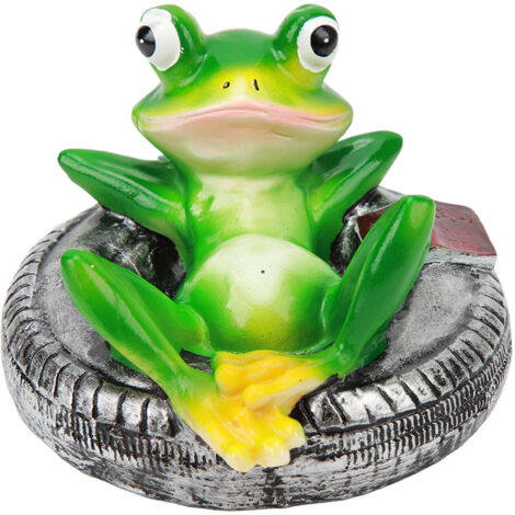 Frog Pond Ornaments Resin Colorfast Easy Float Water Floating Frog Garden Statue for Home Garden Yard Frog Lying On Tire