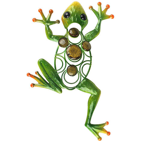 Frog Wall Decor Outdoor Metal Art Sculpture en verre décorative Vert pour jardin
