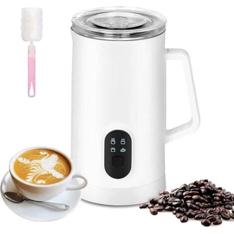 Froisseur à Lait Électrique – Mousseur Automatique en Acier Inoxydable 350ml Chaud & Froid avec Écran Tactile, Commutation des Modes en Un Clic pour Café, Latte, Cappuccino & Plus White
