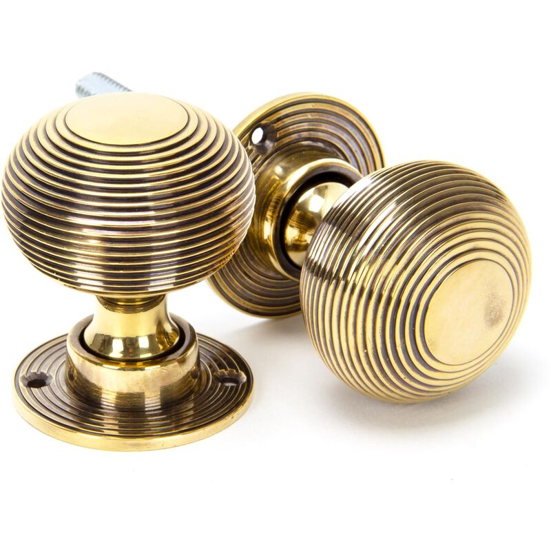 From The Anvil - Aged Brass Beehive Mortice/Rim Knob Set