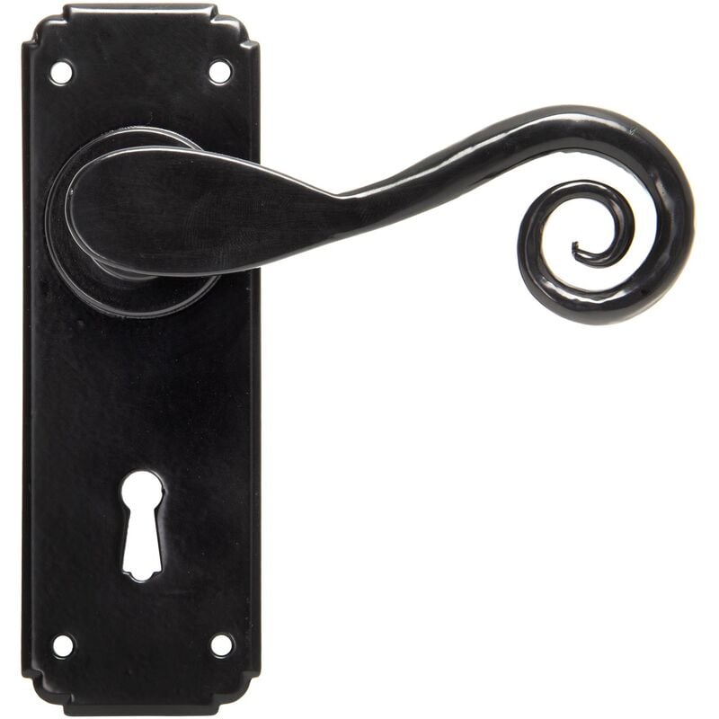 From The Anvil - Black Sprung Monkeytail Lever Lock Handle Set