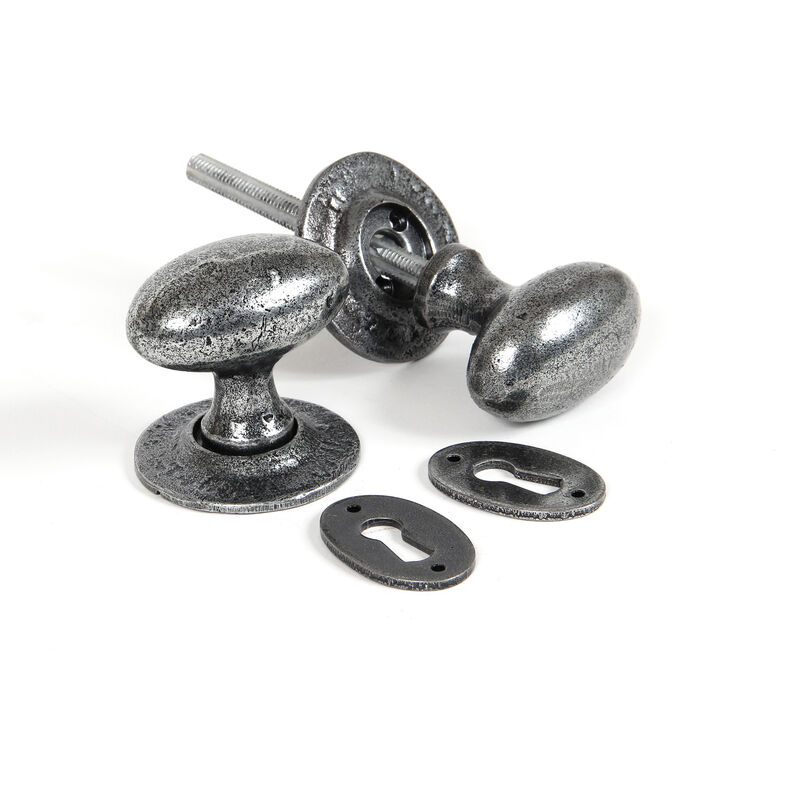 Pewter Oval Mortice/Rim Knob Set - From The Anvil