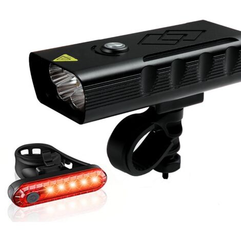Front and Rear Bike Lights 5000 Lumens Super Bright, USB Rechargeable 5 LED Bike Lights with Aluminum Alloy Powerful LED Bike Lights for All Bikes