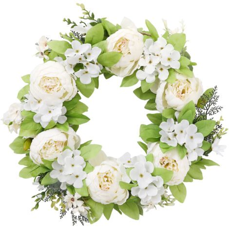 Front Door Wreath 15.7in Diameter Artificial Flowers Bright Colors Wall Floral Wreath for Decoration