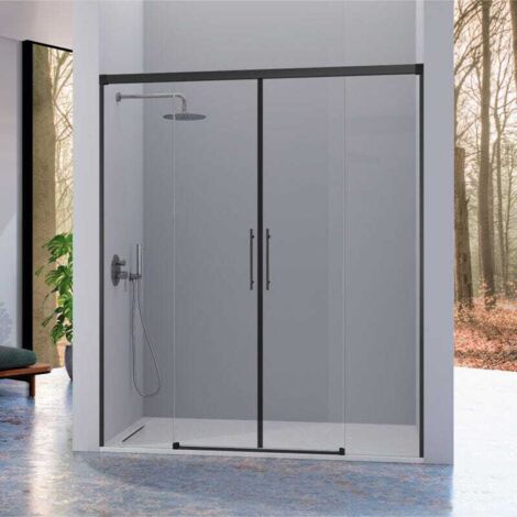 Frontal de ducha 2 Fijos + 2 Puertas Correderas 136-140  cm URBAN Negro