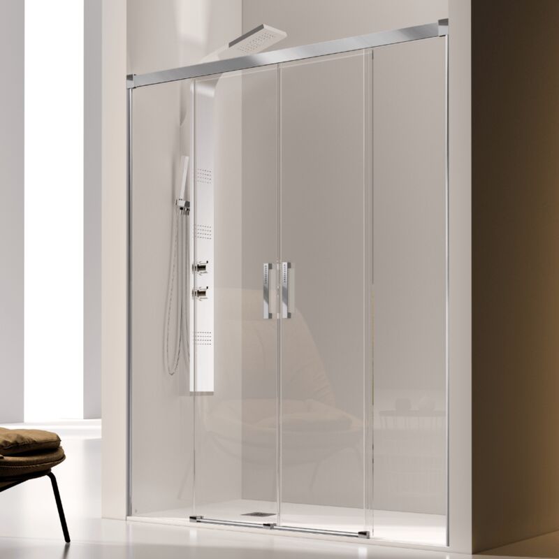 

Kassandra - Frontal de ducha 2 Fijos + 2 Puertas Correderas GLASÉ 160 cm