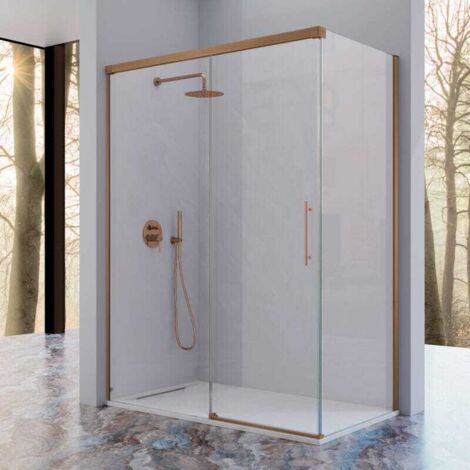 Frontal de ducha con Puerta Corredera 99-102 cm + Lateral fijo 99-102 cm URBAN Bronce
