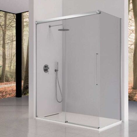 Frontal de ducha con Puerta Corredera 99-102  cm  + Lateral fijo PAVIA Cromado Pared lateral: 66 - 69 cm