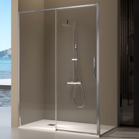 Frontal de ducha + Puerta Corredera 110-112.6  cm DELTA Cromado