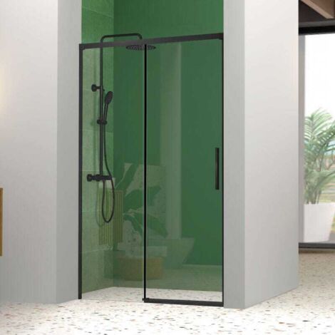 Frontal de ducha + Puerta Corredera 128-130.5  cm NICOLETA Negro