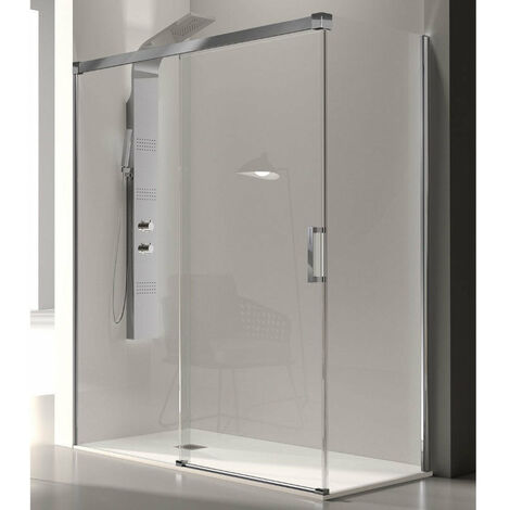 Frontal de ducha + Puerta Corredera 170  cm GLASÉ perfil Cromado Sin pared lateral