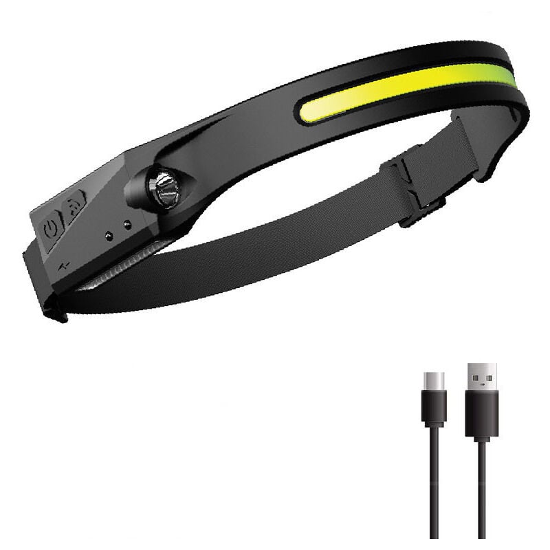 Frontale Étanche Rechargeable USB, Frontale à Induction COB + XPE 5 Modes Super Lumineux, Très Approprié pour La Pêche, Le Camping, La Réparation, Le