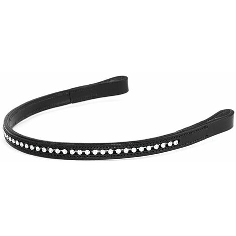 Frontalino in cuoio Big D con brillantini a una fila: COB, Nero