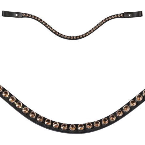 Frontalino in cuoio con brillanti decorativi modello Passion: full, ambra