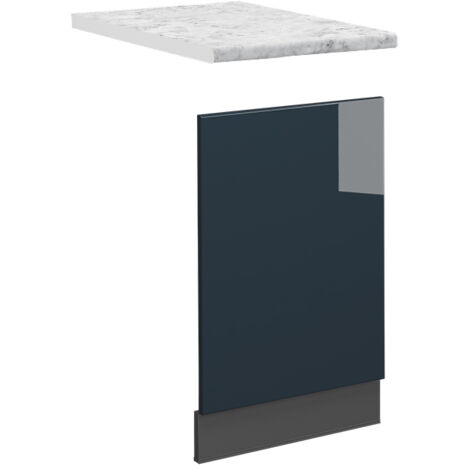 Frontblende Fame-Line, Dunkelblau Hochglanz, 45 cm, AP Marmor, Vicco