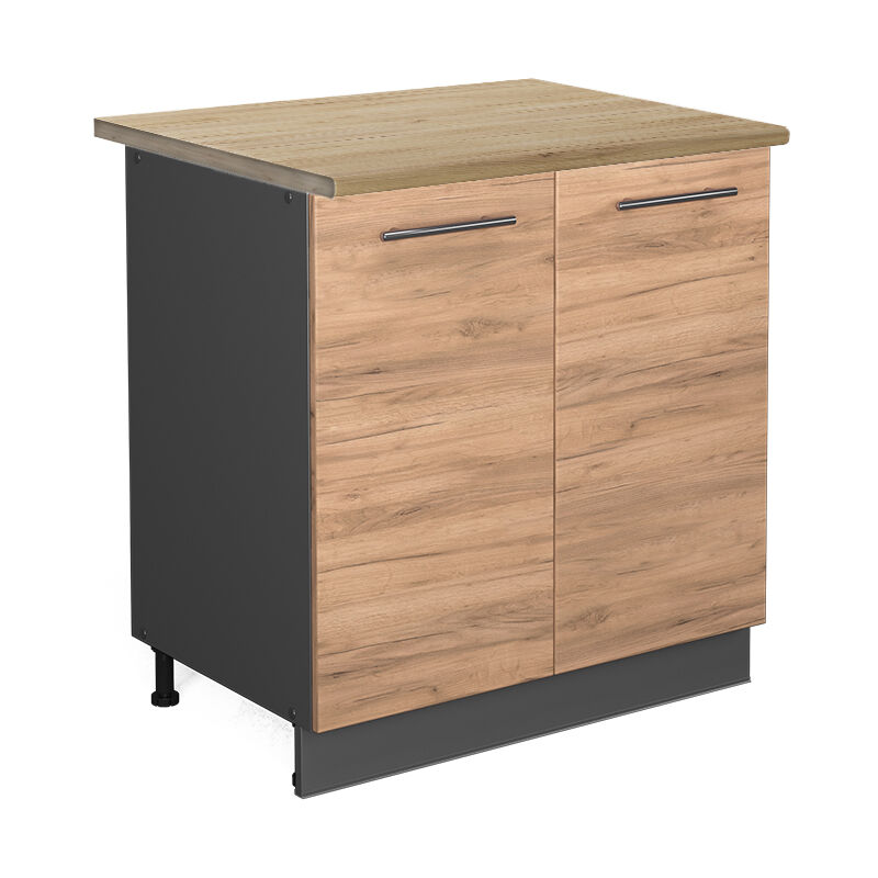 Vicco - Spülenunterschrank Fame-line, Goldkraft Eiche, 80 Cm Mit Regal, Ap Eiche