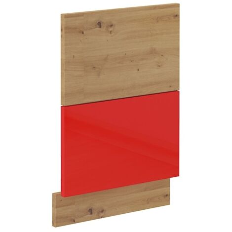 Frontblende für integrierten Geschirrspüler 45 cm Eiche Artisan + Rot Hochglanz