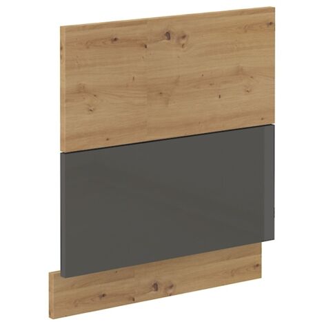 Frontblende für integrierten Geschirrspüler 60 cm Eiche Artisan + Grau Hochglanz