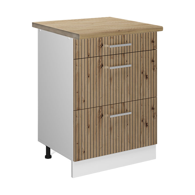 Vicco - Küchenunterschrank R-line, Artisan-eiche, 60 Cm Mit Schubladen, Ap Eiche