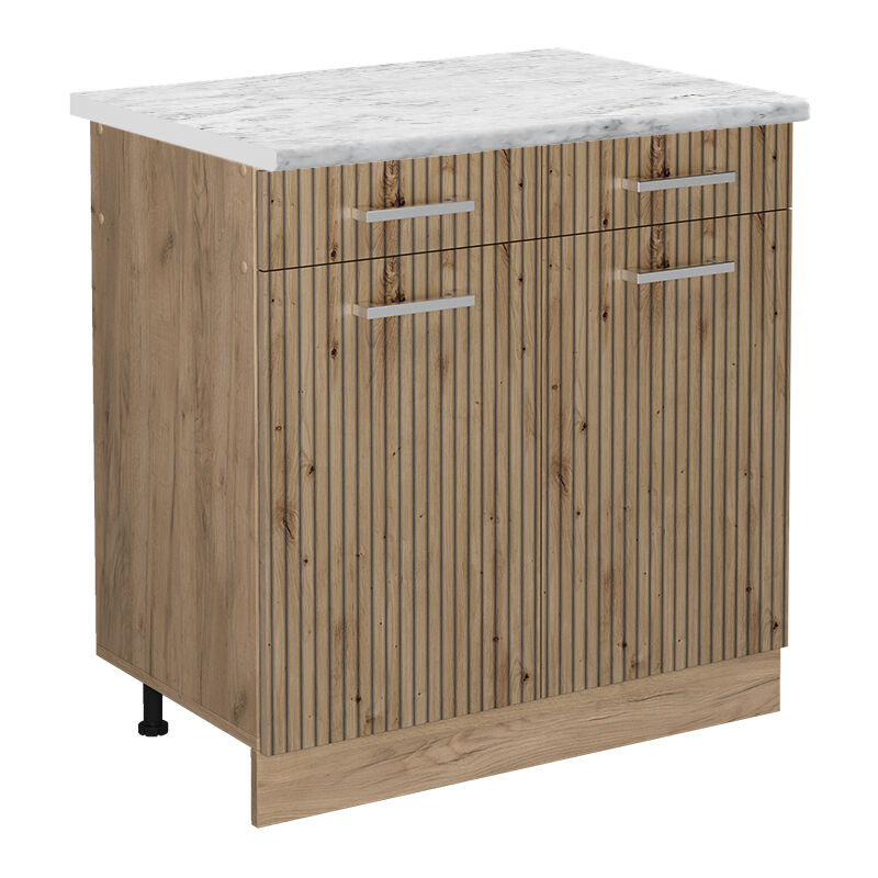 Vicco - Küchenunterschrank R-line, Artisan-eiche, 80 Cm Ap Marmor