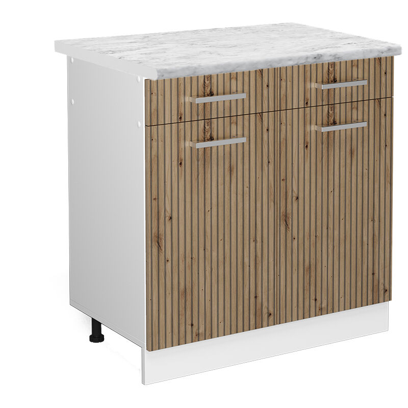 Vicco - Küchenunterschrank R-line, Artisan-eiche, 80 Cm , Ap Marmor