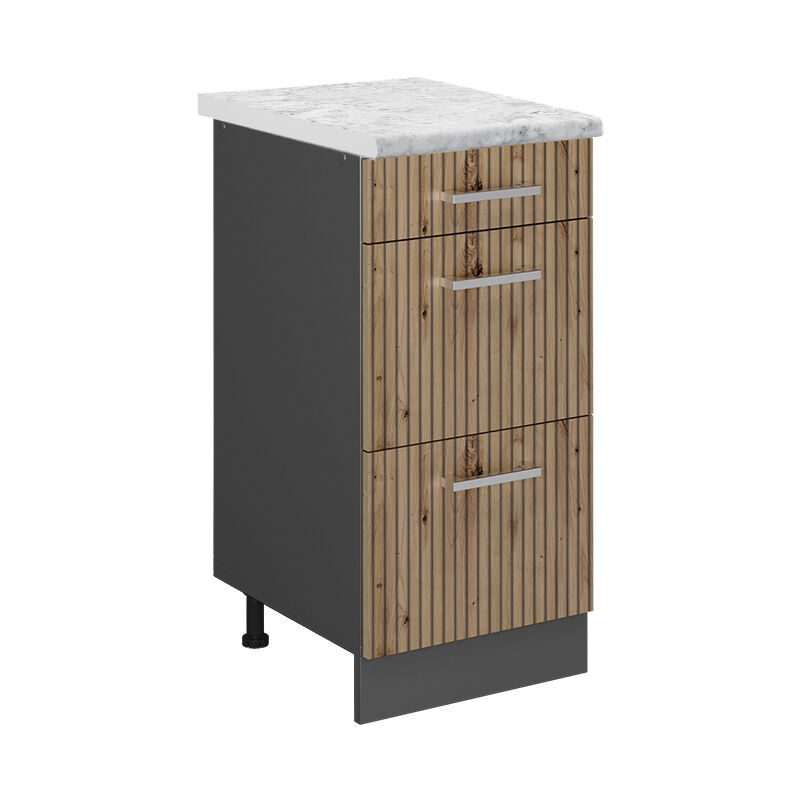 Vicco - Küchenunterschrank R-line, Artisan-eiche, 40 Cm Ap Marmor