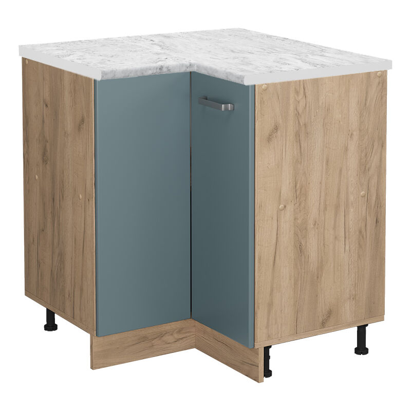 Vicco - Eckunterschrank R-line, Blau-grau, 75.6 Cm Ap Marmor